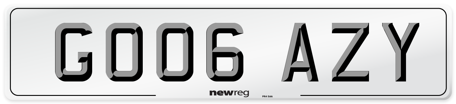 GO06 AZY Number Plate from New Reg